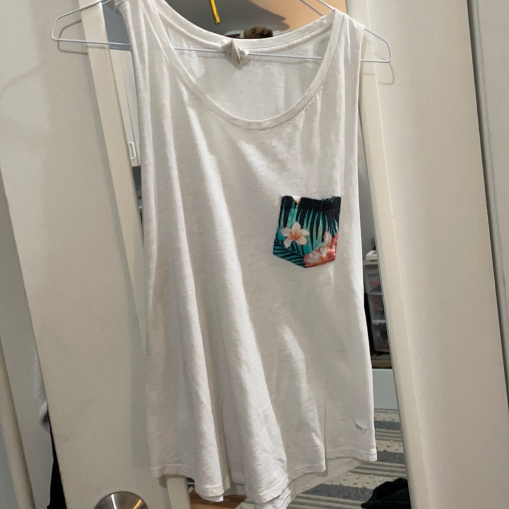 PINK floral front pocket tank top